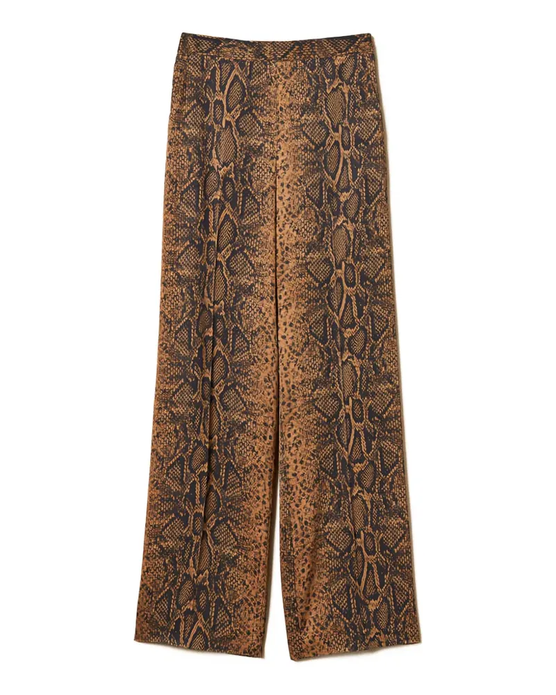 Twin-Set Weite Hose mit Python-Print - Braun Braun