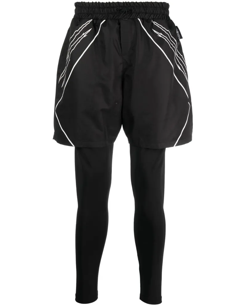 Philipp Plein Tiger Court Lauf-Shorts - Schwarz Schwarz