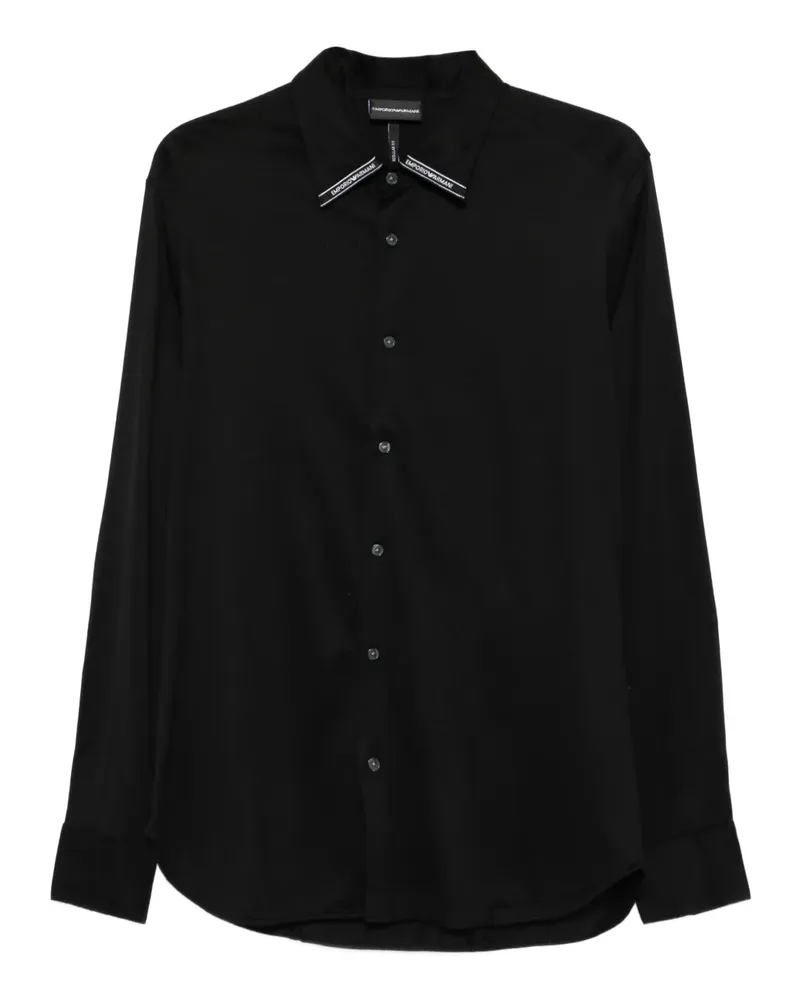 Emporio Armani Hemd mit Logo-Schild - Schwarz Schwarz