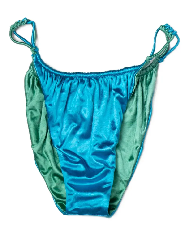 Isa Boulder Zweifarbiges Swinger Bikinihöschen aus Satin - Blau Blau