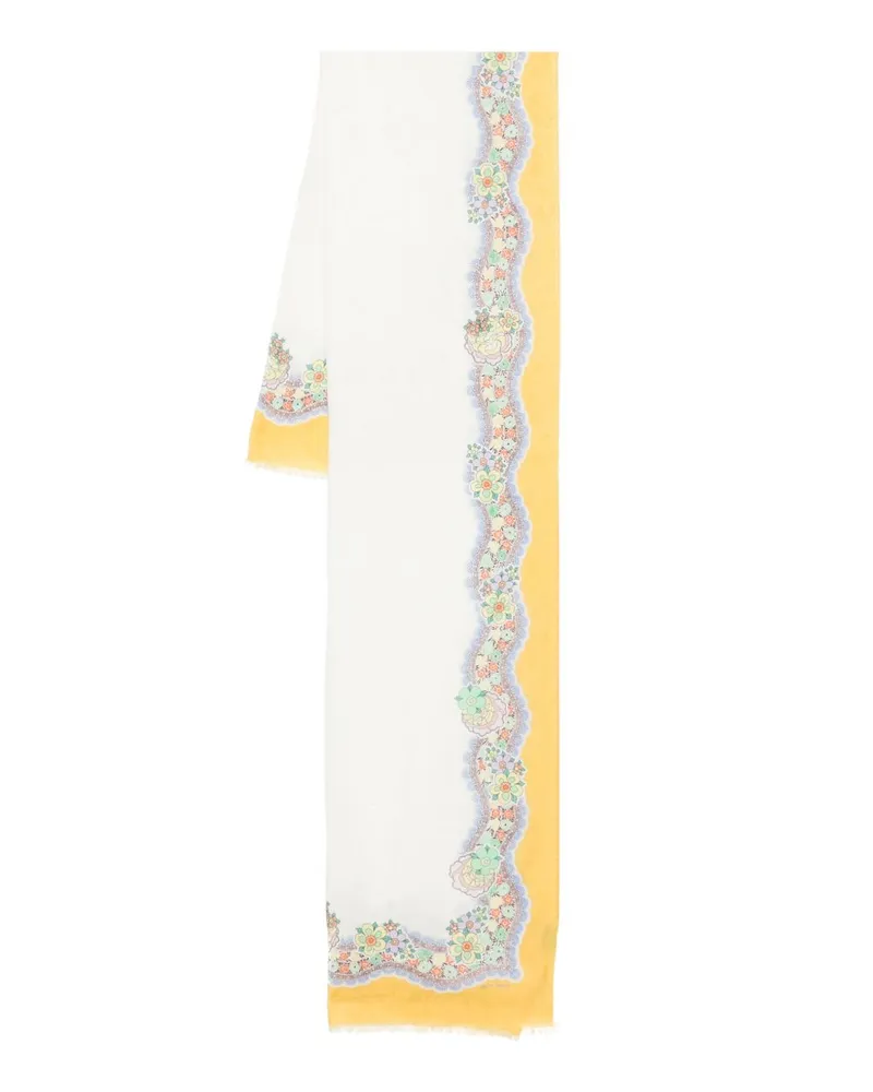 Etro Schal mit Blumen-Print - Weiß Weiß