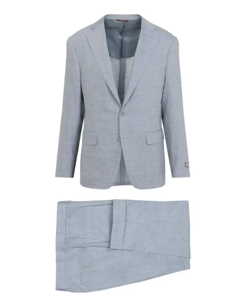 Canali button-fastening linen suit - Blau Blau
