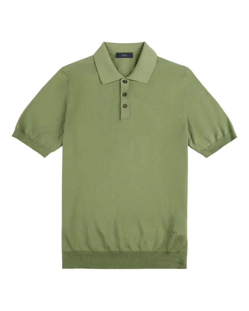 Fay garment-dyed embroidered-logo polo shirt - Grün Grün