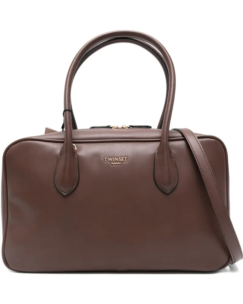 Twin-Set Shopper mit Logo - Braun Braun