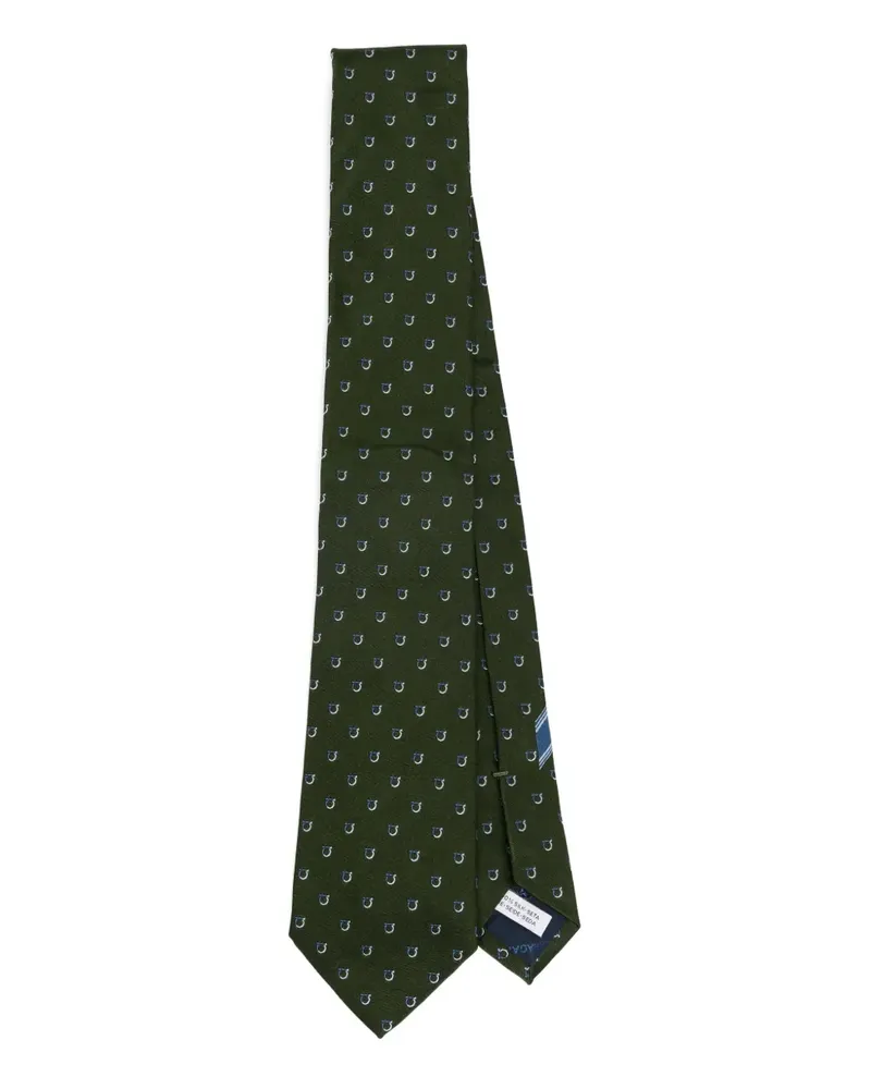 Ferragamo Zweifarbige Gancini-Krawatte aus Jacquard - Grün Grün