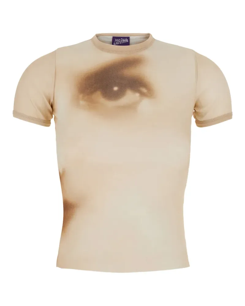 Jean Paul Gaultier eye-print mesh T-shirt - Nude Nude