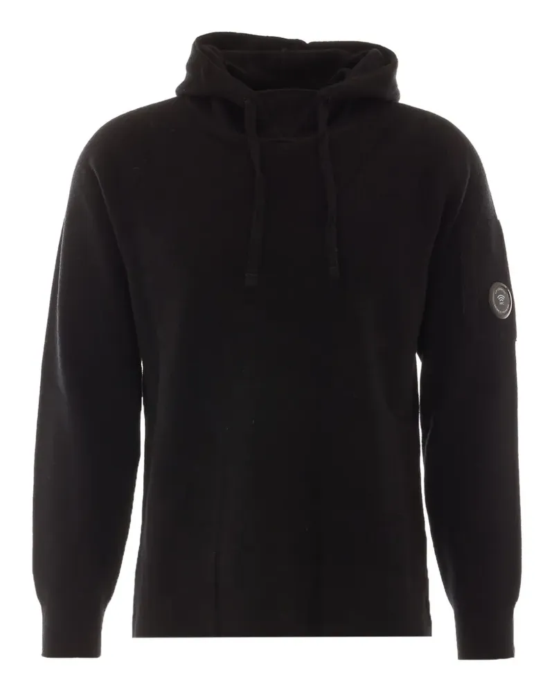 C.P. Company Lens-detail knitted hoodie - Schwarz Schwarz