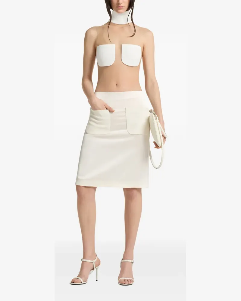 Courrèges Midirock aus Satin mit aufgesetzter Tasche - Nude Nude