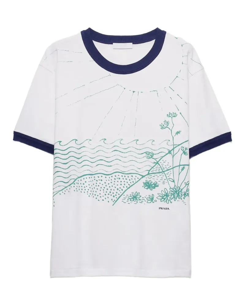 Prada T-Shirt mit Print - Weiß Weiß