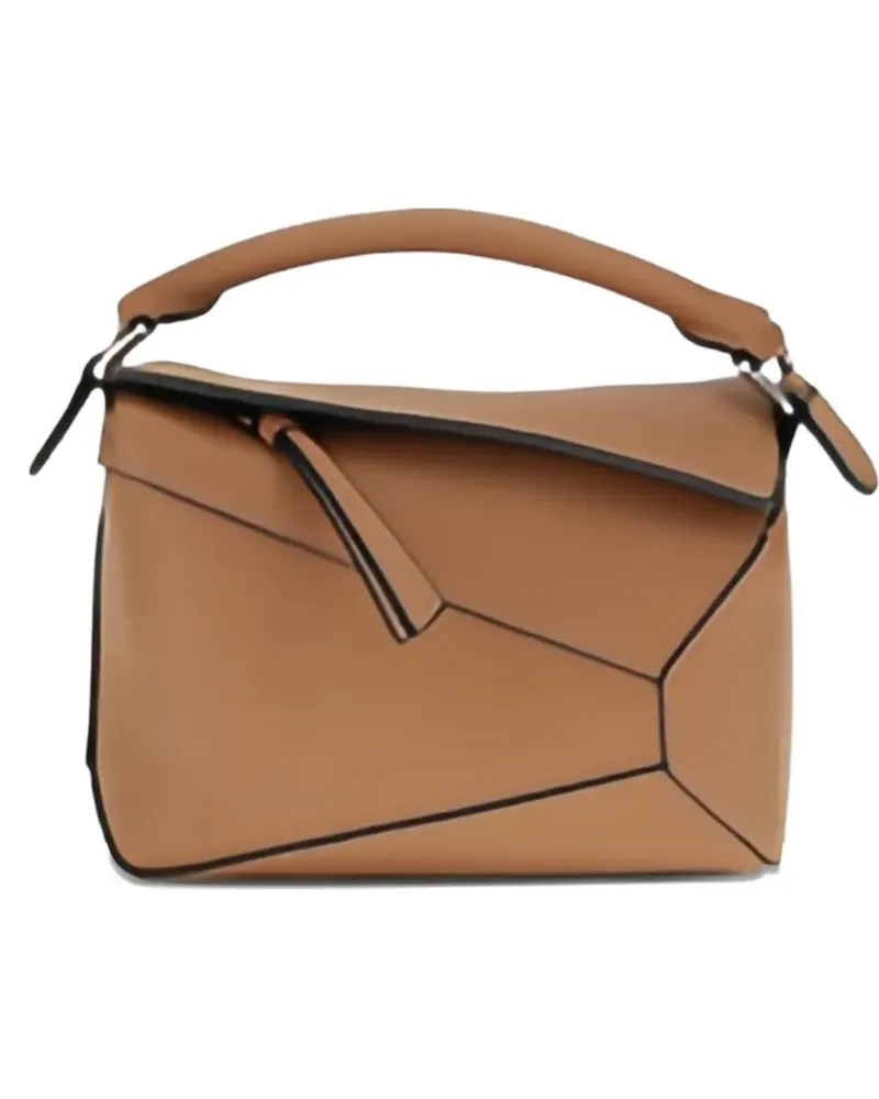 Loewe mini Puzzle Edge geometric-panel tote bag - Braun Braun