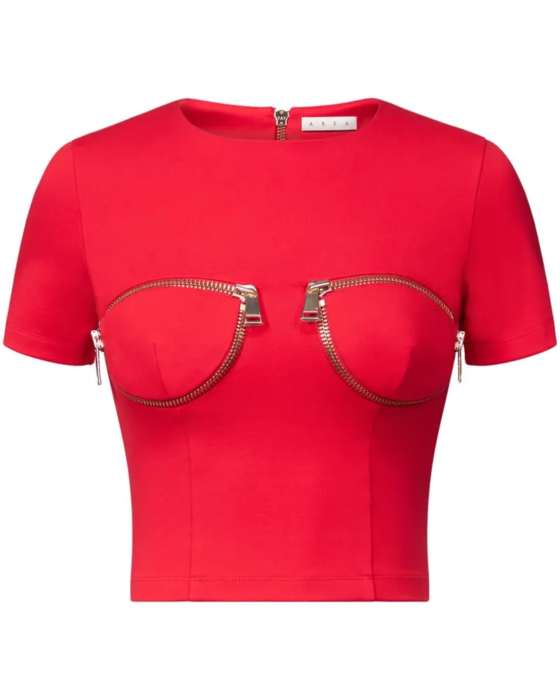 Area T-Shirt mit Reißverschluss - Rot Rot