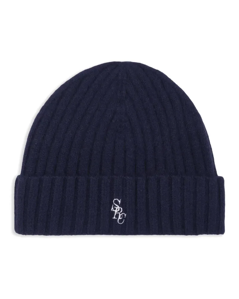 SPORTY & RICH Gerippte Beanie - Blau Blau