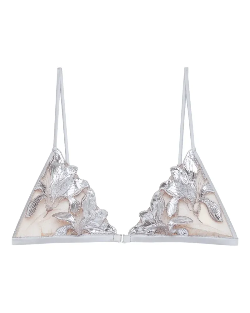 Fleur Du Mal Lily embroidery bra - Grau Grau
