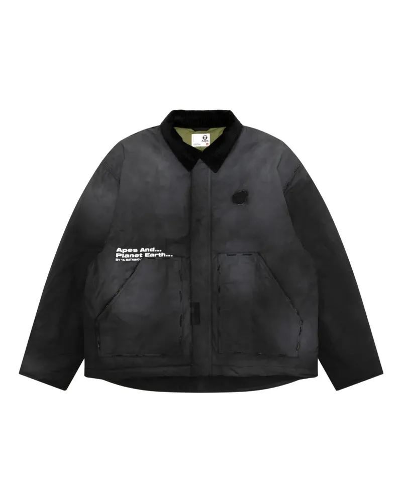 BAPE Jacke mit Cordkragen - Schwarz Schwarz