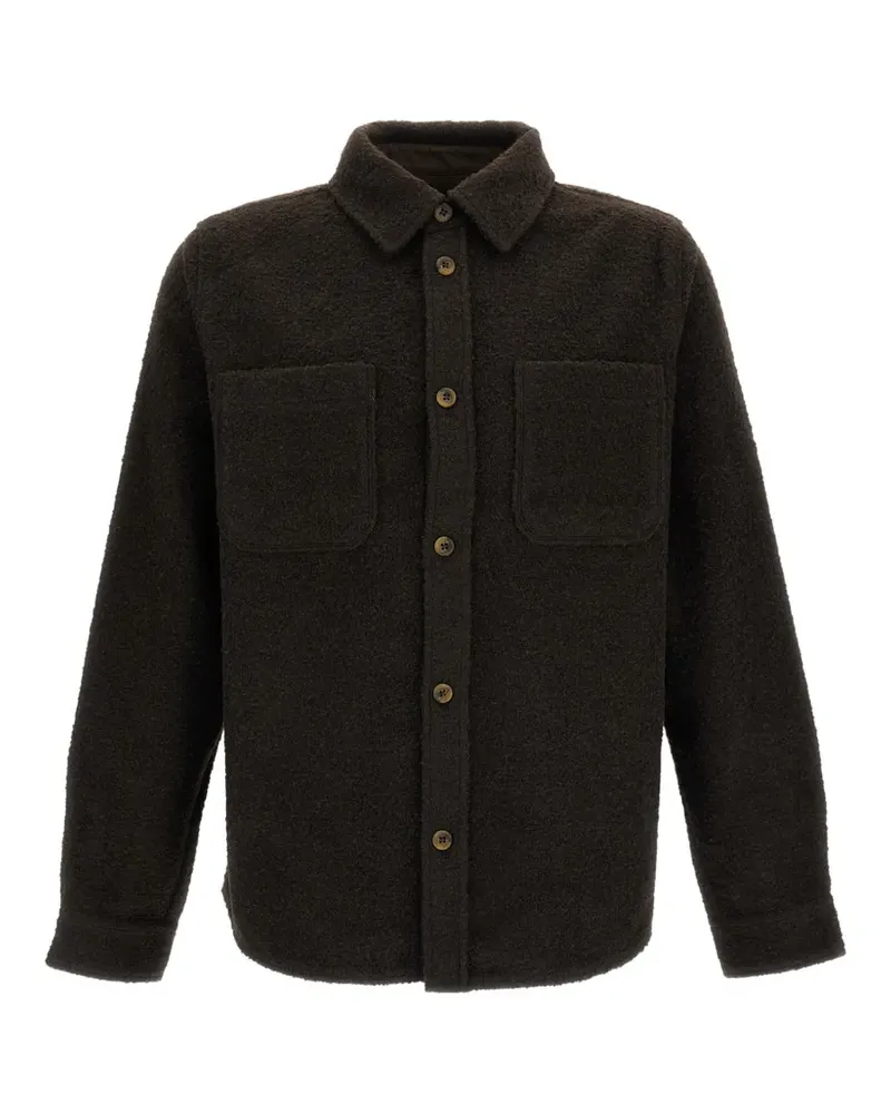 LES DEUX bouclé-knit patch-pocket jacket - Braun Braun