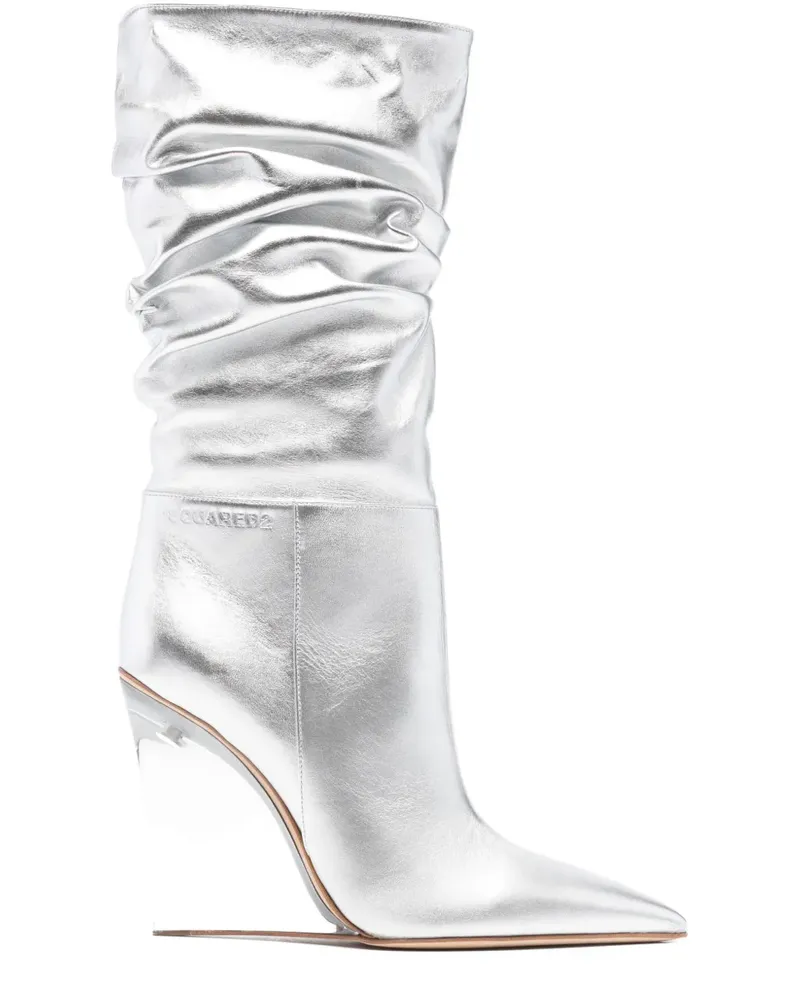 Dsquared2 ruched wedge-heel boots - Silber Silber