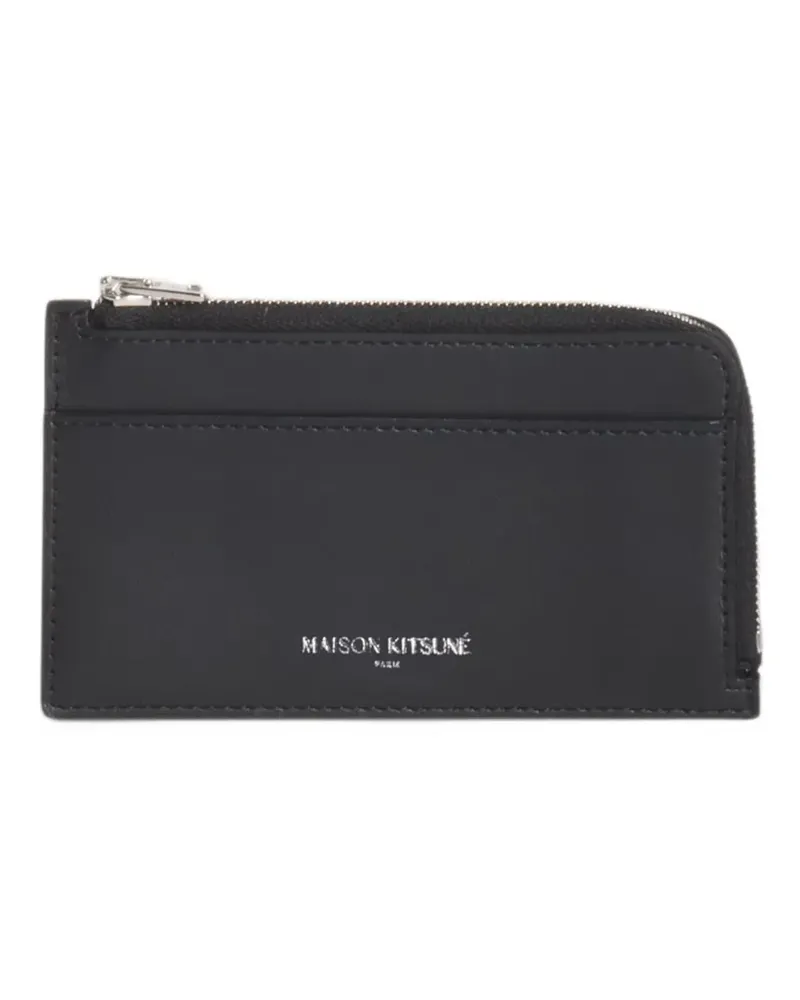 Kitsuné logo-print leather cardholder - Schwarz Schwarz