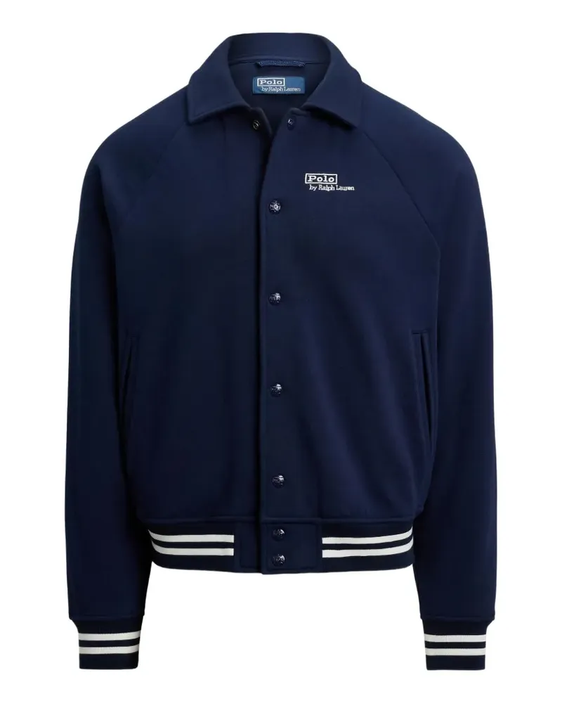 Ralph Lauren logo-embroidered striped-trim bomber jacket - Blau Blau