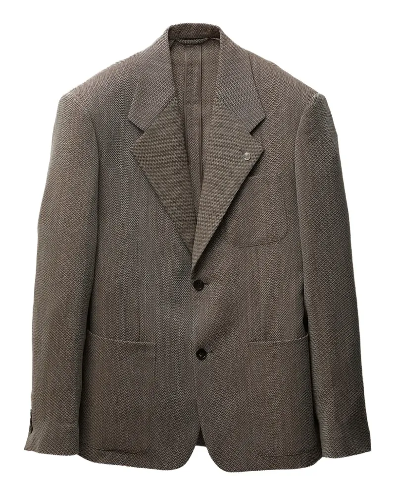 Versace Krepp-Sakko mit Fischgrätenmuster - Braun Braun