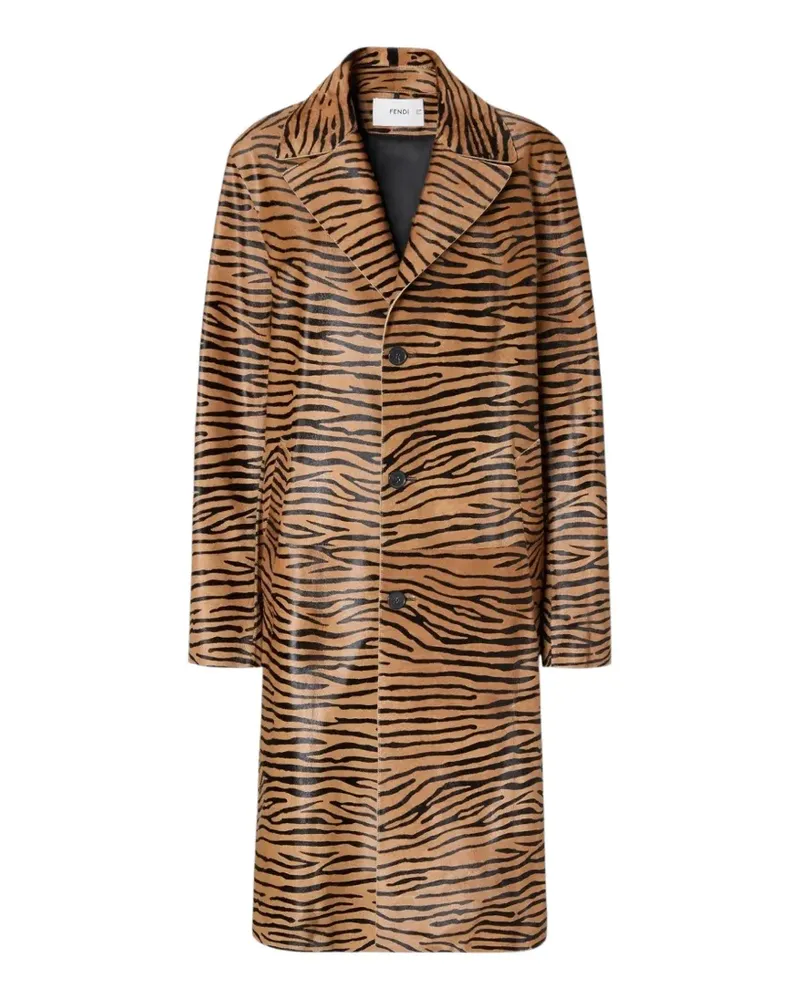 Fendi Mantel mit Tiger-Print und Fellstruktur - Braun Braun