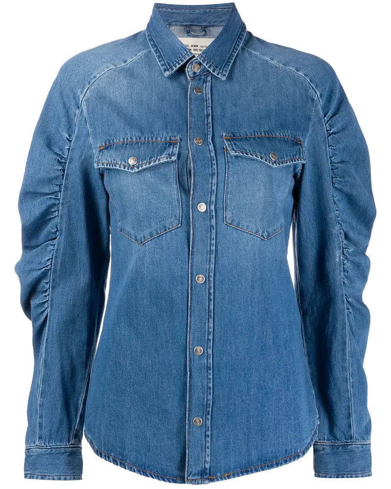 Diesel Hemd mit gerafften Ärmeln - Blau Blau