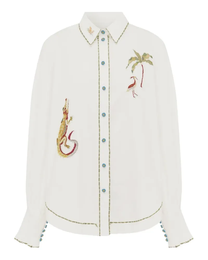 ALEMAIS Camelia embellished shirt - Weiß Weiß