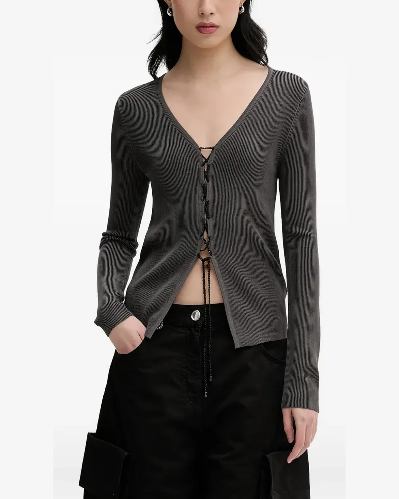 Miss Sixty Cardigan mit Schleife und Schnürung - Grau Grau