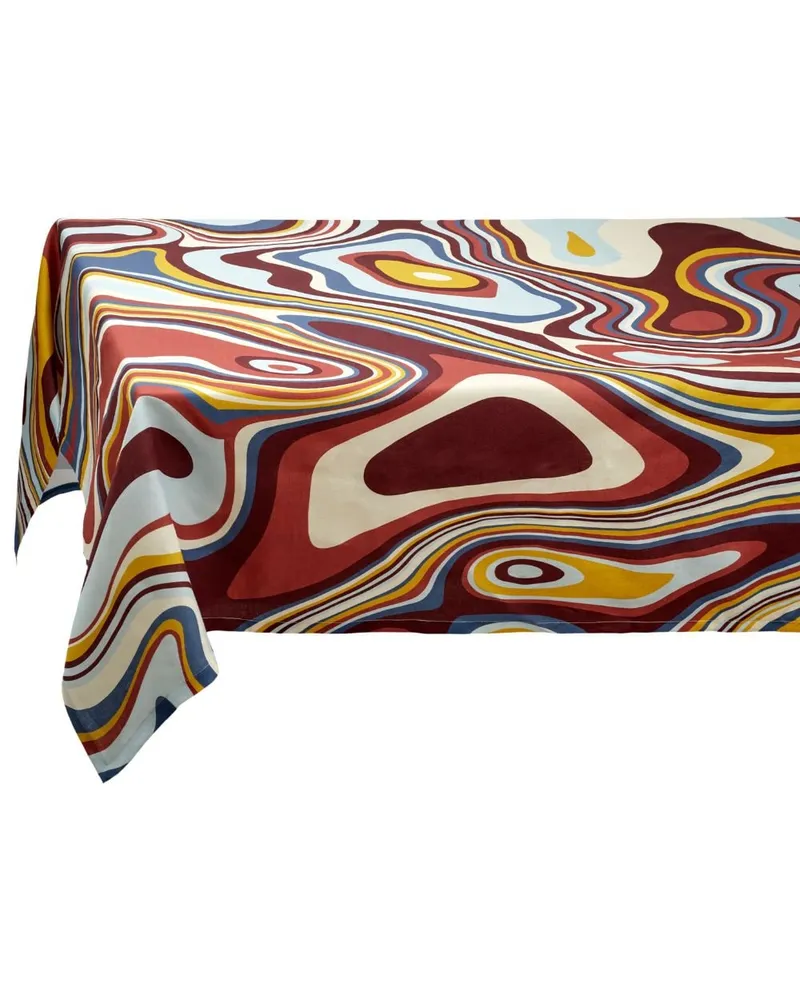 L’OBJET Sateen Waves Tischdecke aus Leinen - Rot Rot