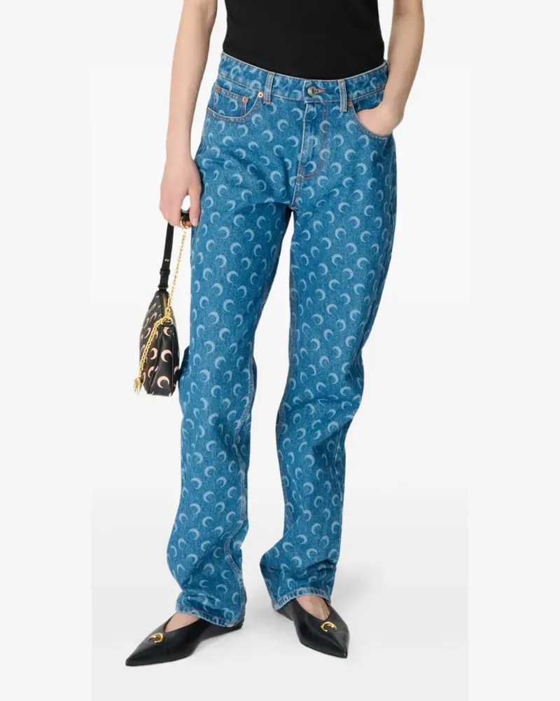 Marine Serre Moon Laser Jeans mit geradem Bein - Blau Blau