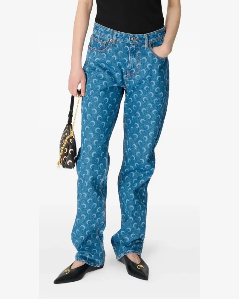 Marine Serre Moon Laser straight jeans - Blau Blau