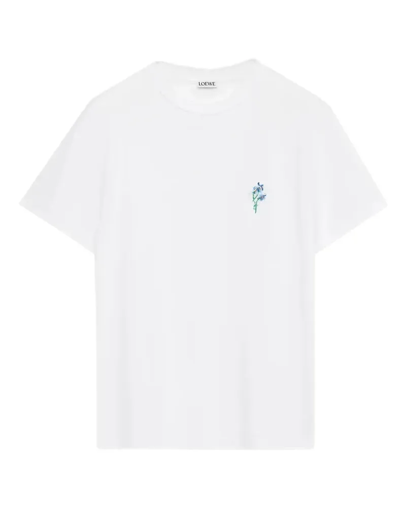 Loewe T-Shirt mit Blumenstickerei - Weiß Weiß