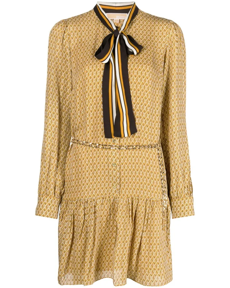 Michael Kors Midikleid mit abstraktem Muster - Gelb Gelb