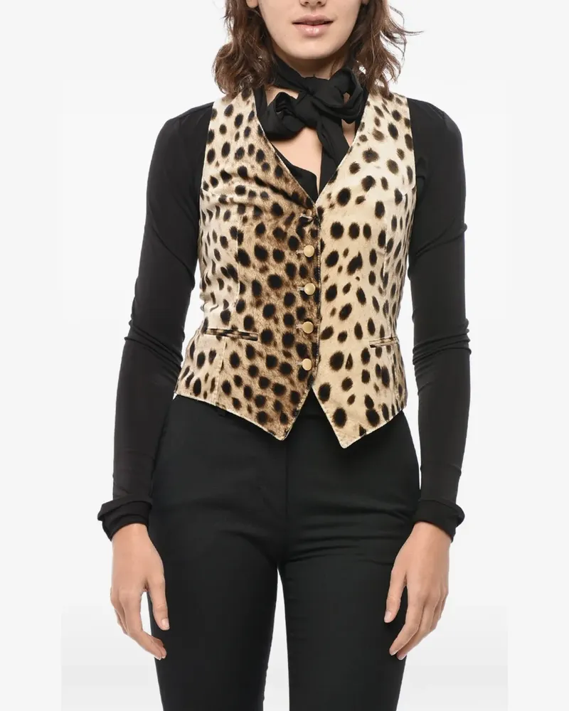 Tagliatore animal-print velvet vest - Nude Nude