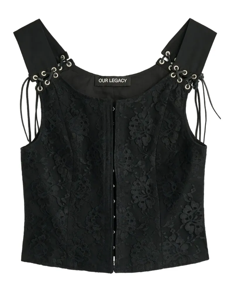 Our Legacy Tough Weste mit Spitzen-Overlay - Schwarz Schwarz