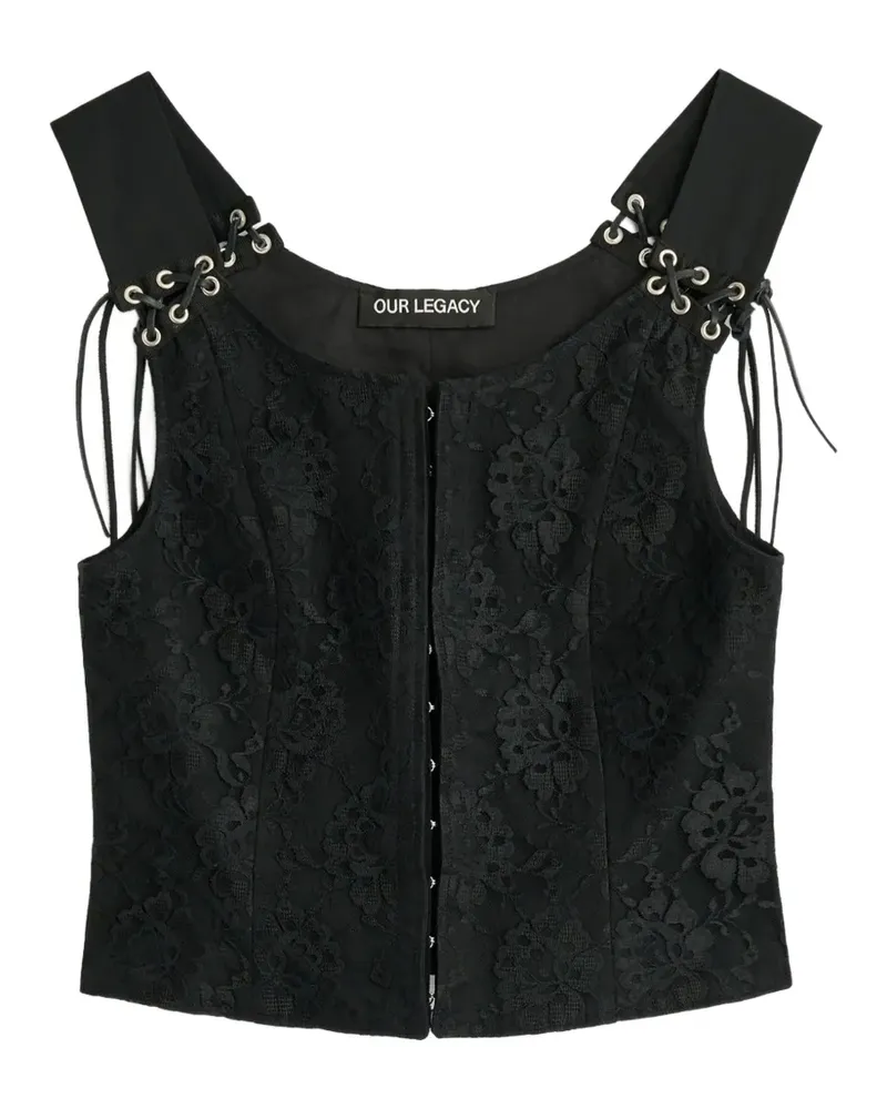 Our Legacy Tough lace-overlay eyelet-detail vest - Schwarz Schwarz