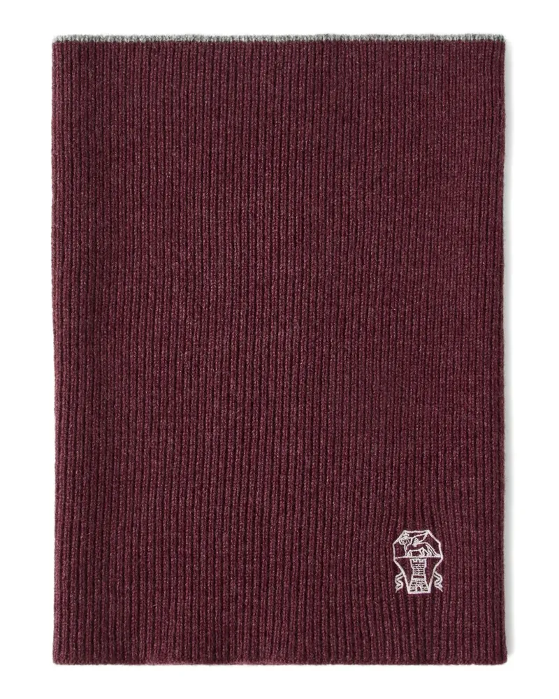 Brunello Cucinelli Gerippter Schal mit Logo-Stickerei - Rot Rot