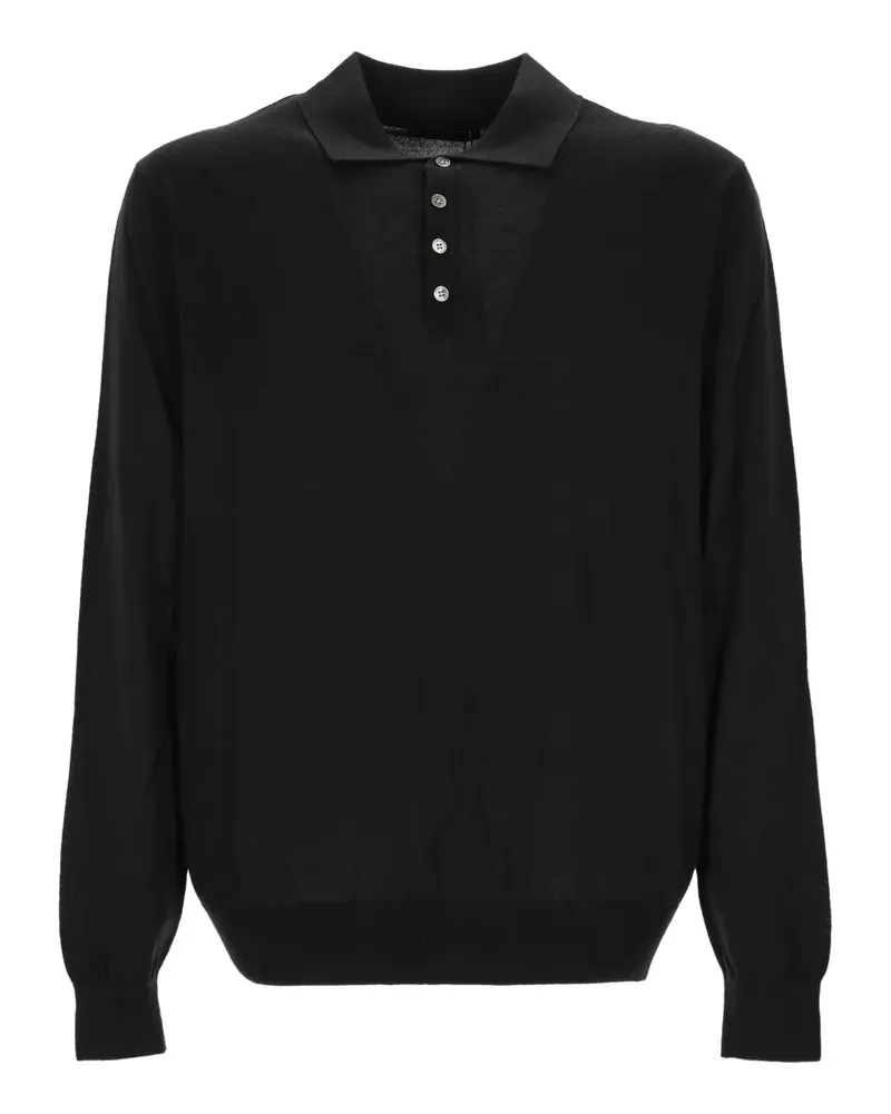 Outfit buttoned collared polo shirt - Schwarz Schwarz