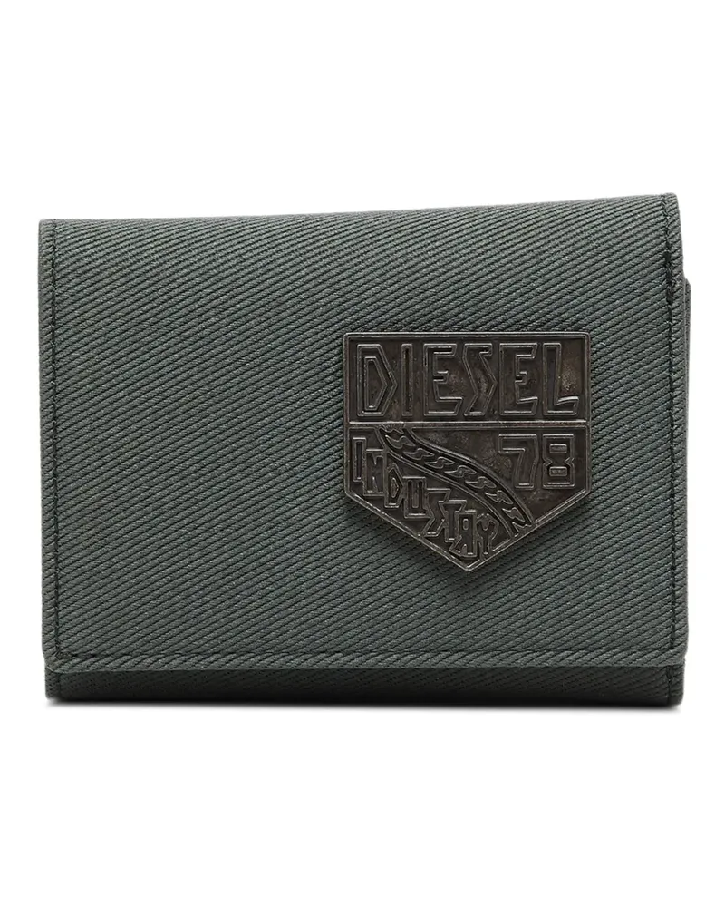 Diesel Faltbares Portemonnaie mit Logo-Patch - Grün Grün