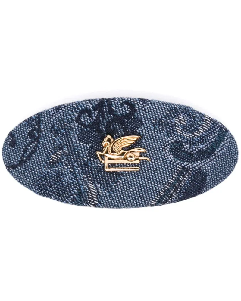 Etro Denim-Haarspange mit floralem Jacquard - Blau Blau
