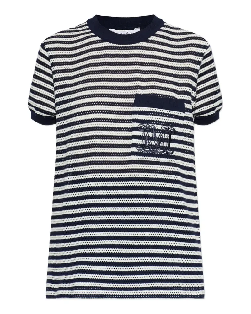 Max Mara Drago striped logo-embroidered T-shirt - Blau Blau