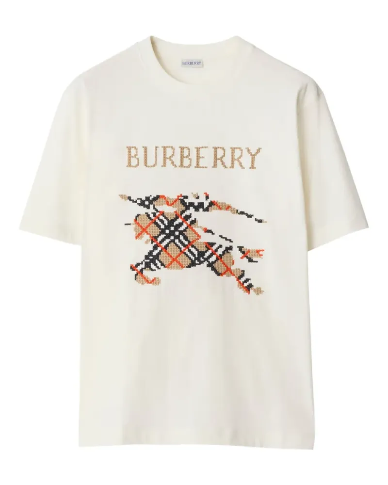 Burberry EKD​ T-Shirt mit Kreuzstichstickerei - Nude Nude