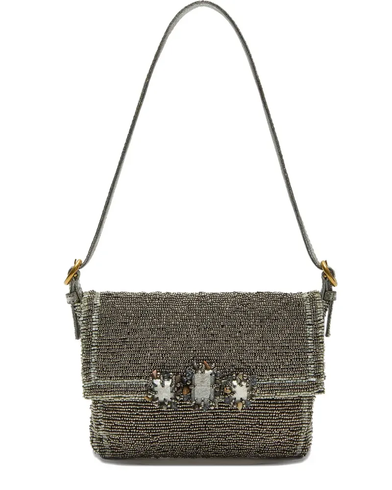 Maliparmi Schultertasche mit Perlen - Grau Grau