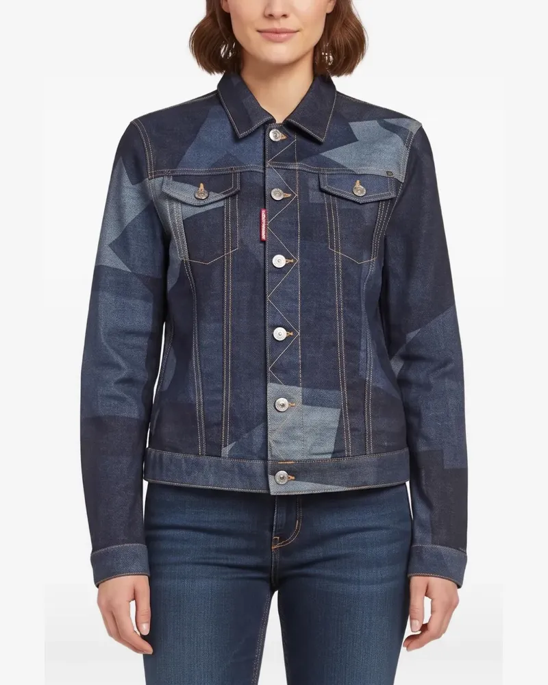 Dsquared2 Jeansjacke mit geometrischem Print - Blau Blau