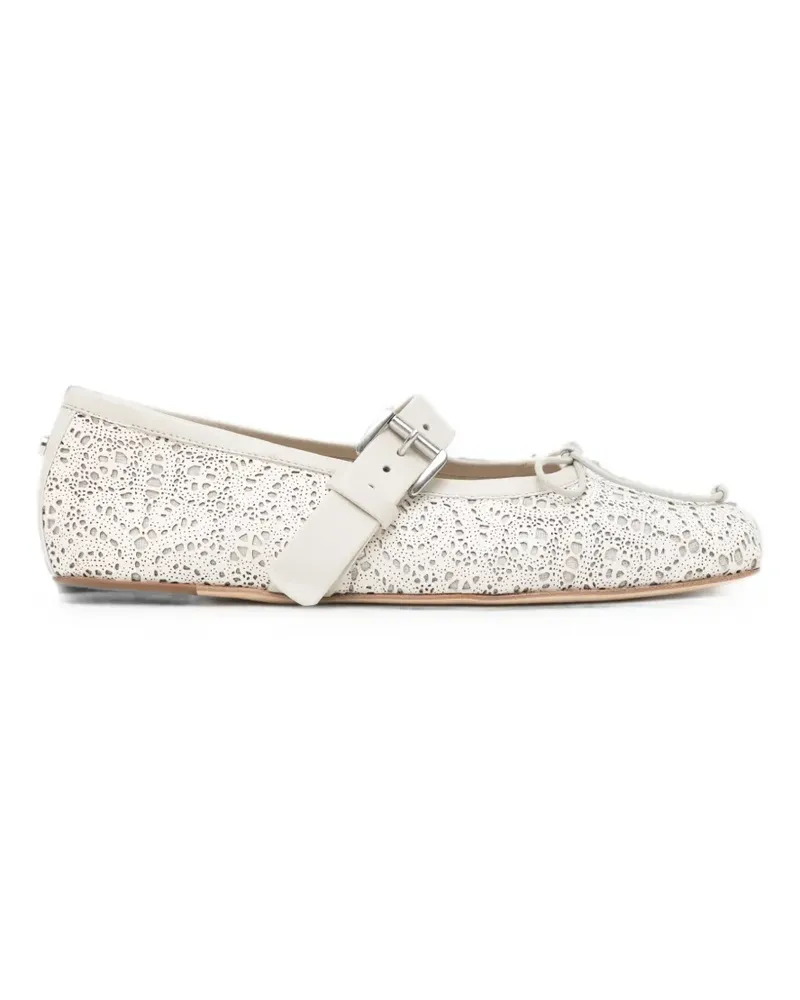 Ann Demeulemeester laser-cut buckle-fastening ballet flats - Nude Nude