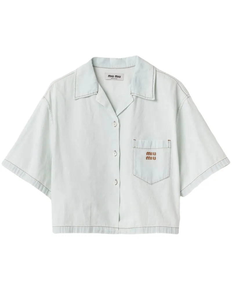 Miu Miu Jeanshemd aus Chambray - Blau Blau
