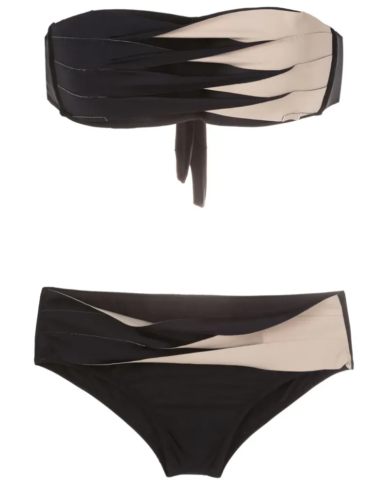 Amir Slama Zweifarbiger Bikini - Schwarz Schwarz