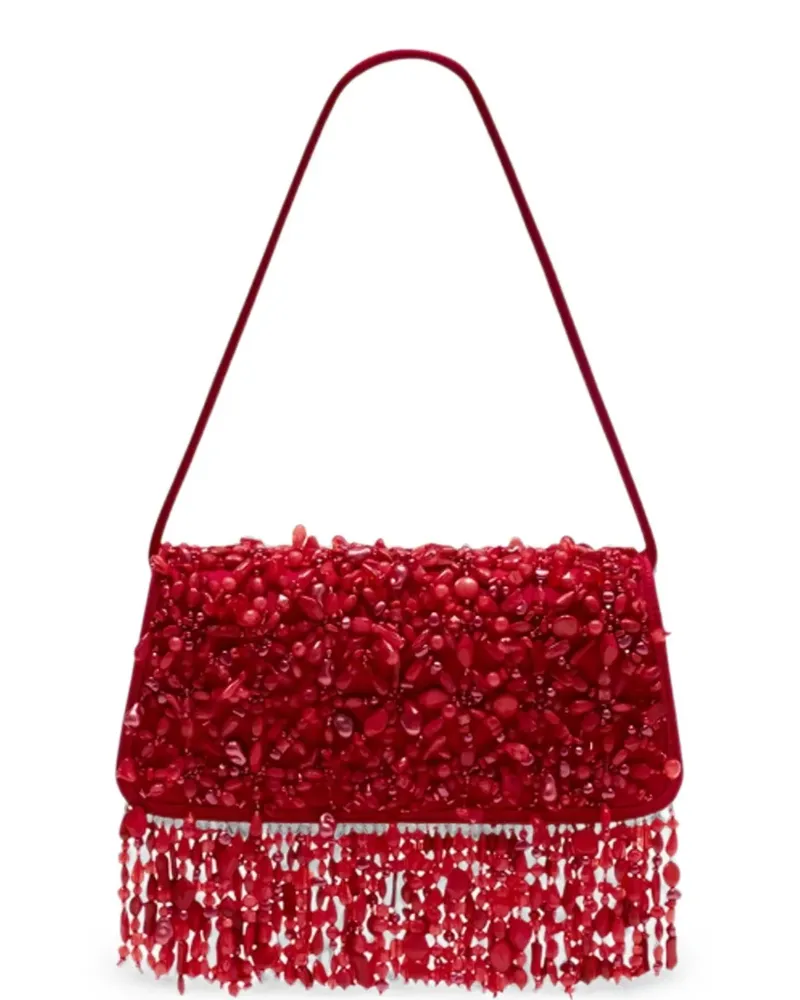 Cult Gaia Idalia bead-embellished fringed shoulder bag - Rot Rot