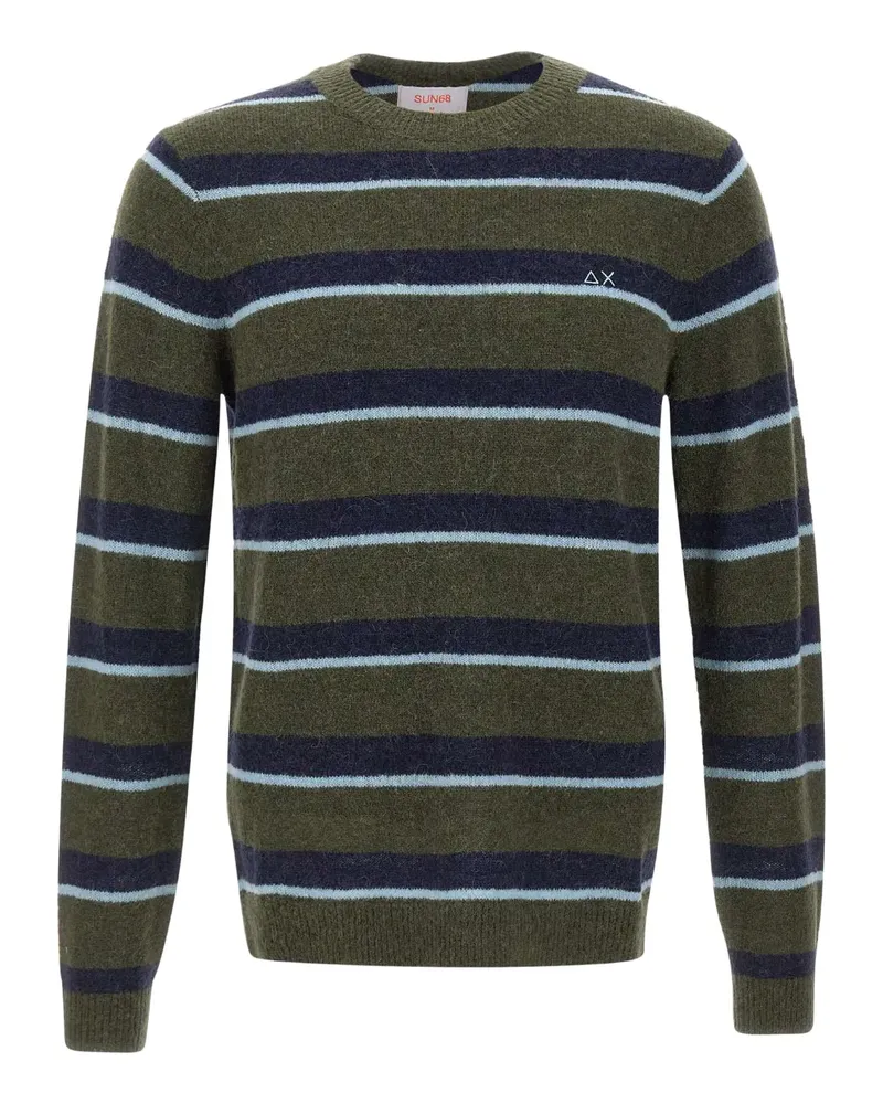 Sun68 Gestreifter Pullover mit Logo-Detail - Grün Grün