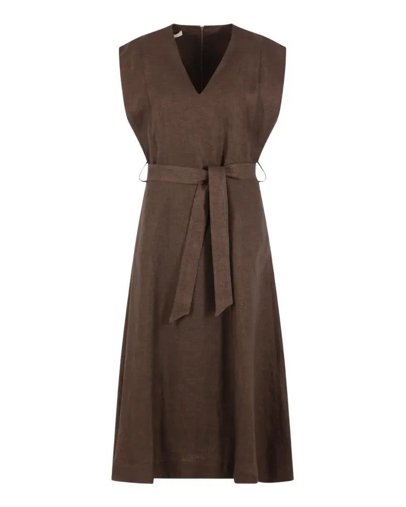 Glanshirt Lia Kleid mit V-Ausschnitt - Braun Braun