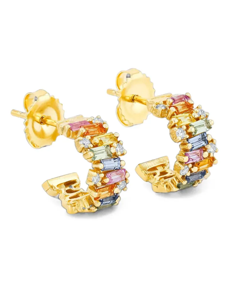 Suzanne Kalan Fireworks Creolen mit Saphir und Diamant - Gold Gold